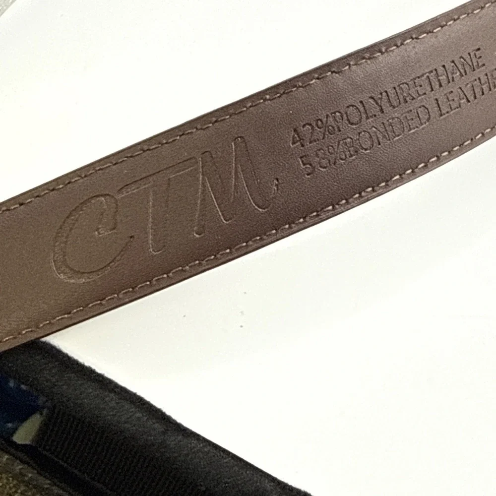 CTM® Leather‎ Belt with Silver Buckle, 44, Brown